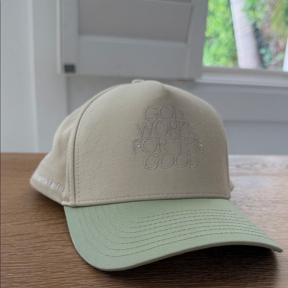 Embroidered Beige and Green Women's Hat